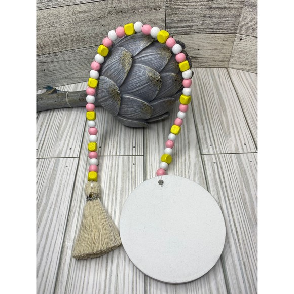 Wooden bead garland with butterfly print in spring tones /wooden spring garlands - Picture 7 of 11